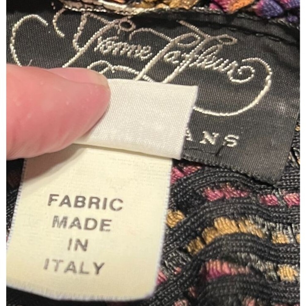 Vtg Yvonne LeFleur Italy Metallic Swirl Open Back Holiday Cocktail Dress Petite - Picture 11 of 11